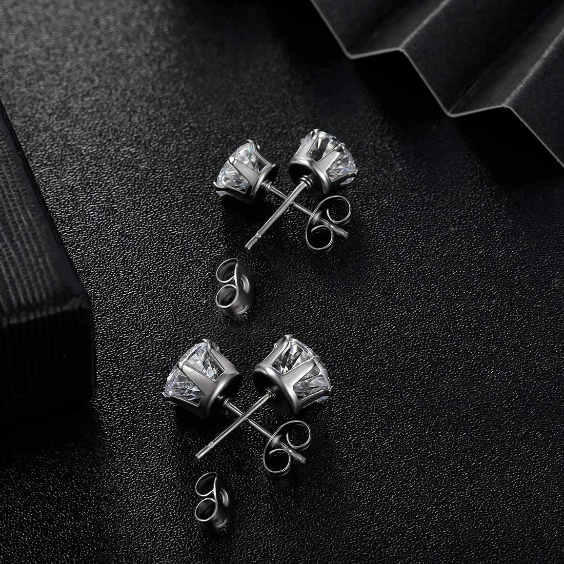 SJBAUTYO orecchini punto luce argento zirconia 4 paia 3-6mm