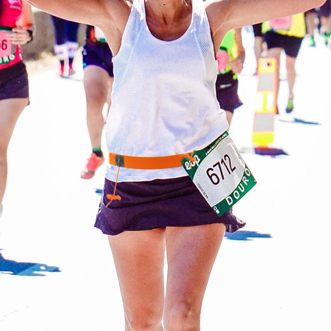 SJBAUTYO Cintura Portanumero Running Arancione Regolabile