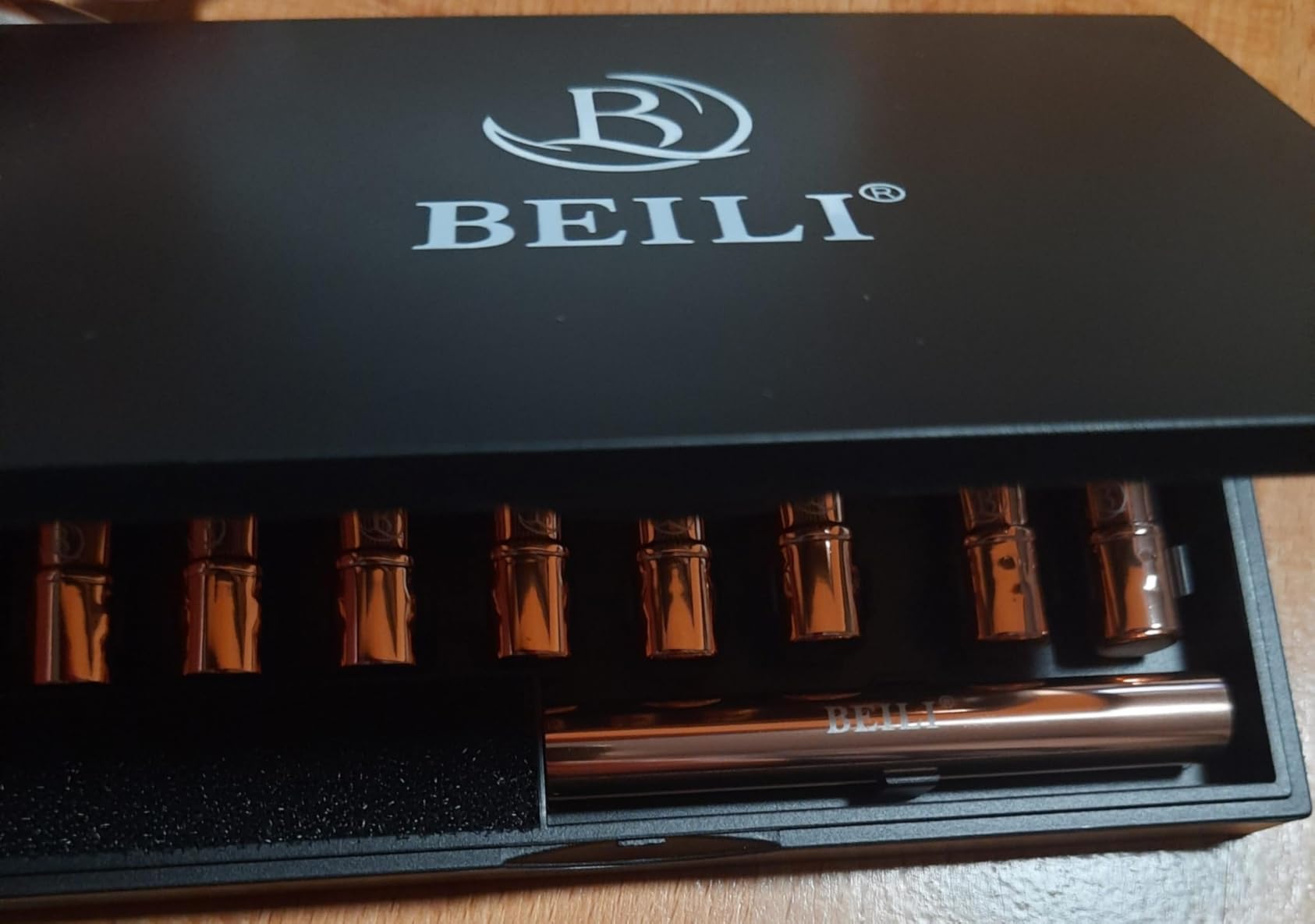 BEILI Set 8 Pennelli Trucco Viaggio Argento con Specchio
