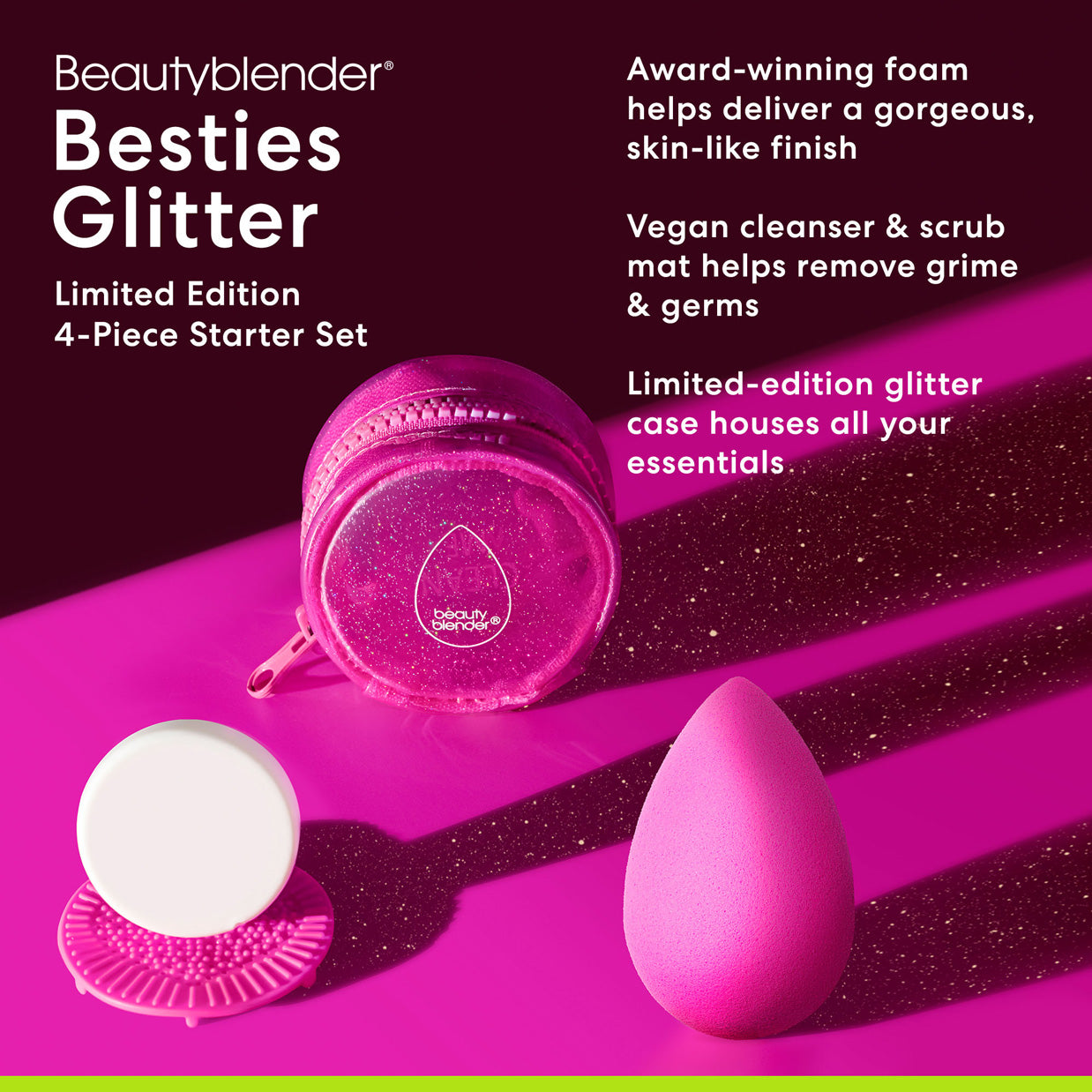 Beautyblender Besties Glitter Blend Cleanse set 4 pezzi pulizia