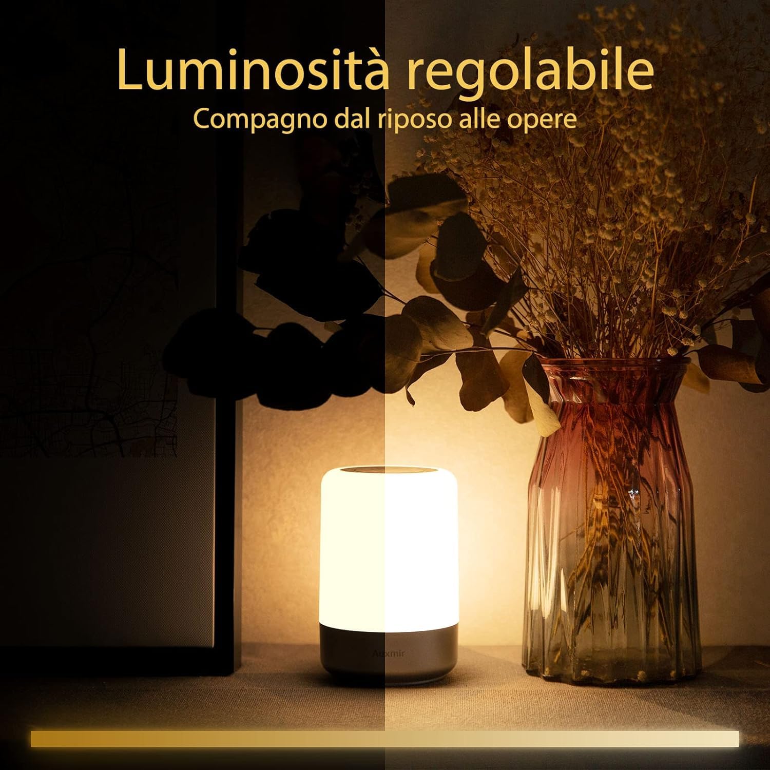 Auxmir Lampada comodino LED 8 colori touch