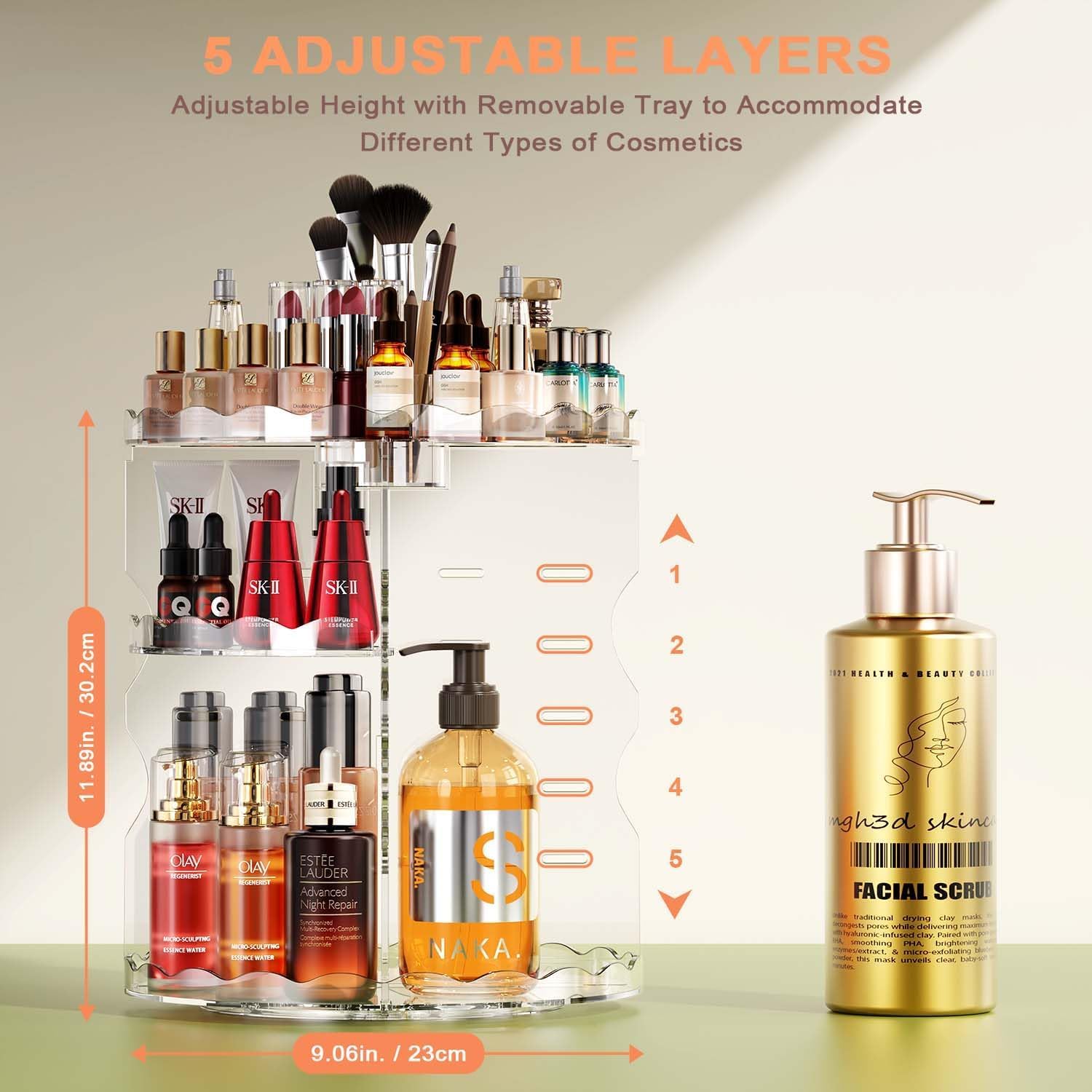 Auxmir Organizer Trucco rotante 360° trasparente