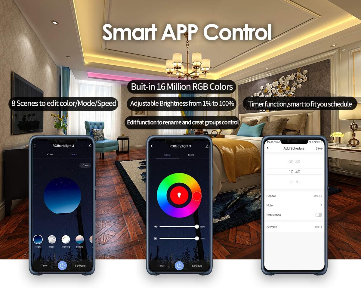Weily Striscia LED WiFi RGB 15m musicale con app e voce 5050