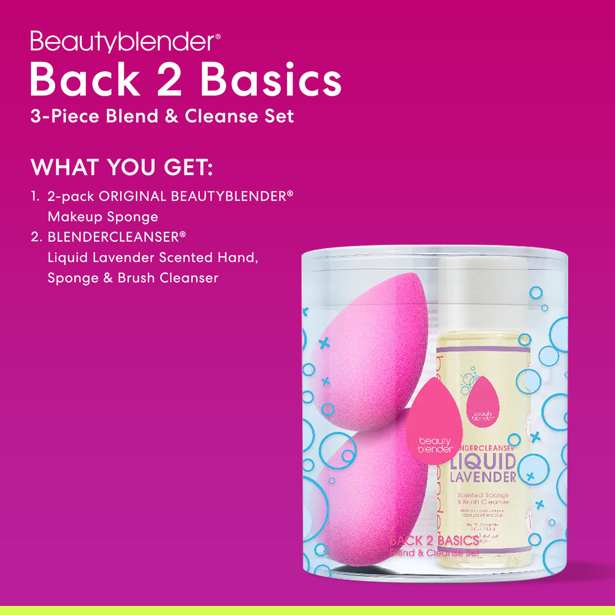 Beautyblender Back 2 Basics set spugna + detergente 3 pezzi