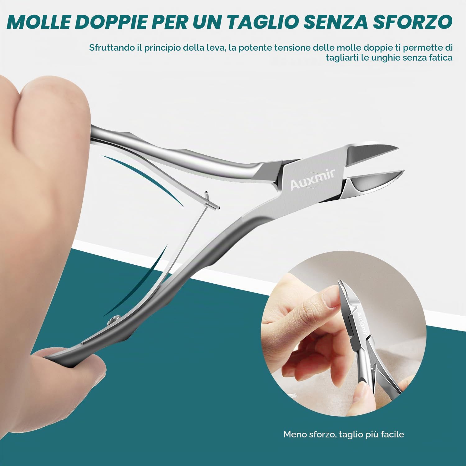Auxmir Tronchesino Unghie Professionale tagliaunghie argento acciaio inox