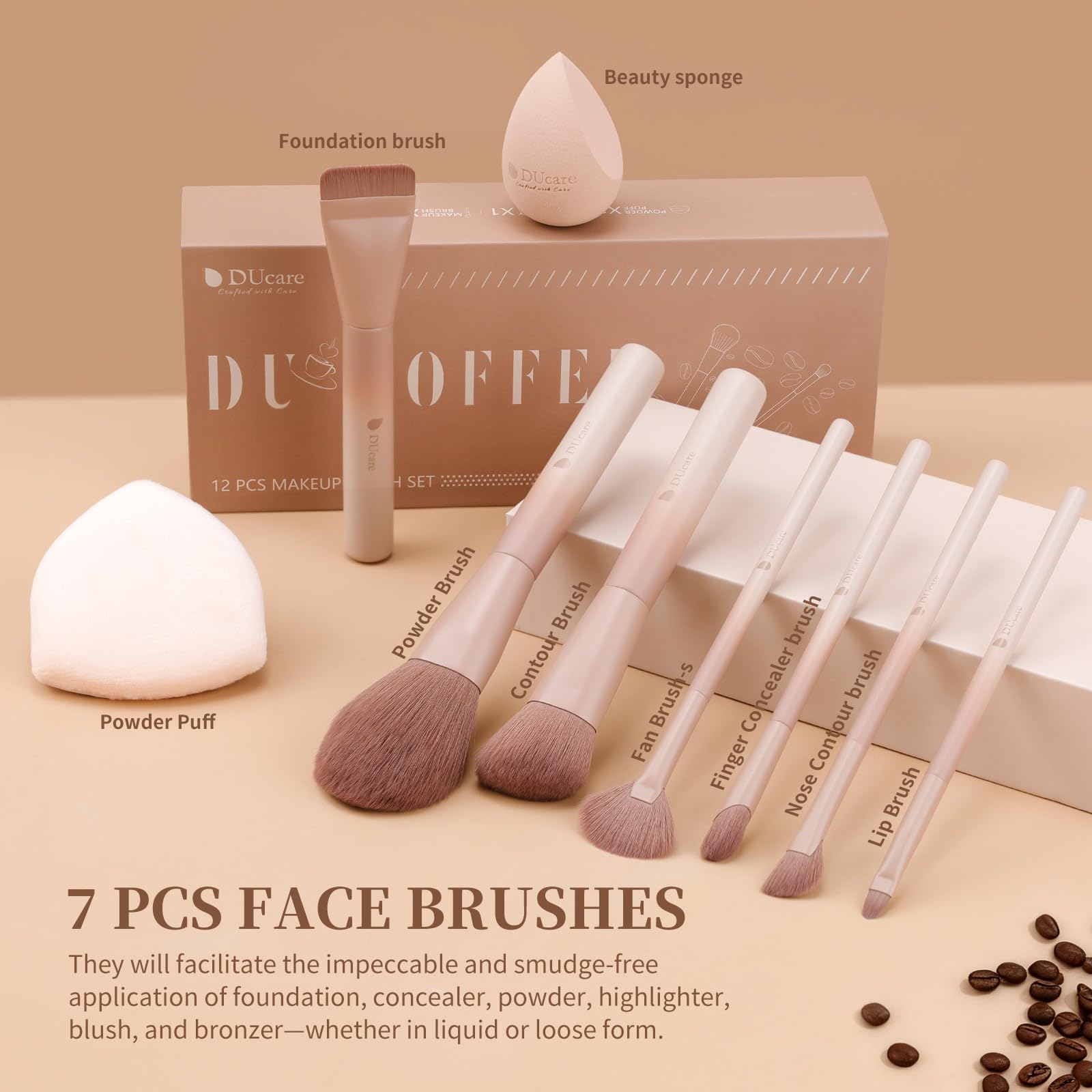 DUcare Set Pennelli Trucco 14 Pezzi Fibre Sintetiche