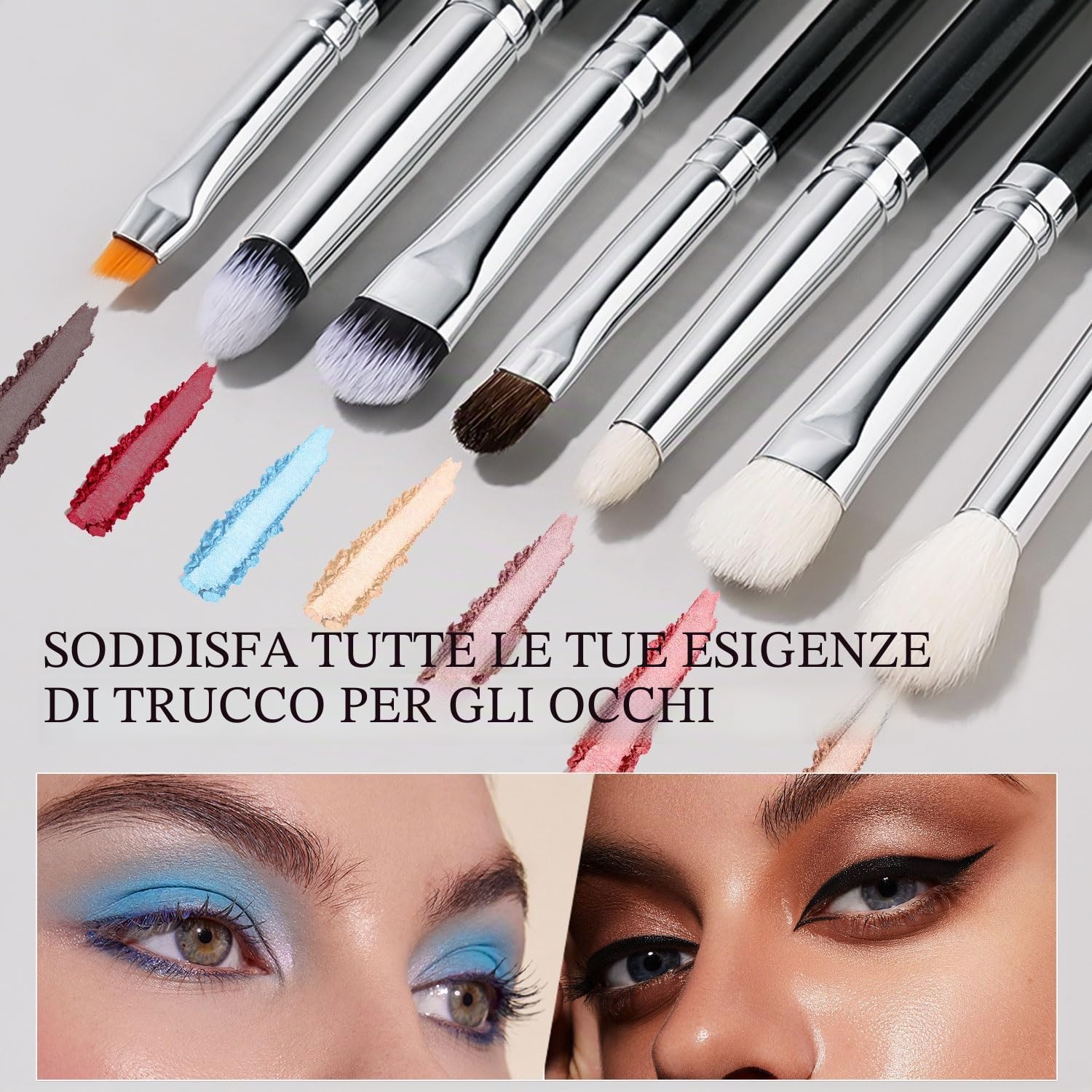 BEILI Set 15 Pennelli Trucco Pelo di Capra Nero