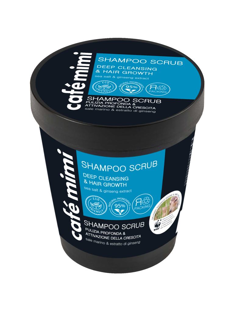Café Mimi Shampoo Scrub Crescita 330g sale marino e ginseng