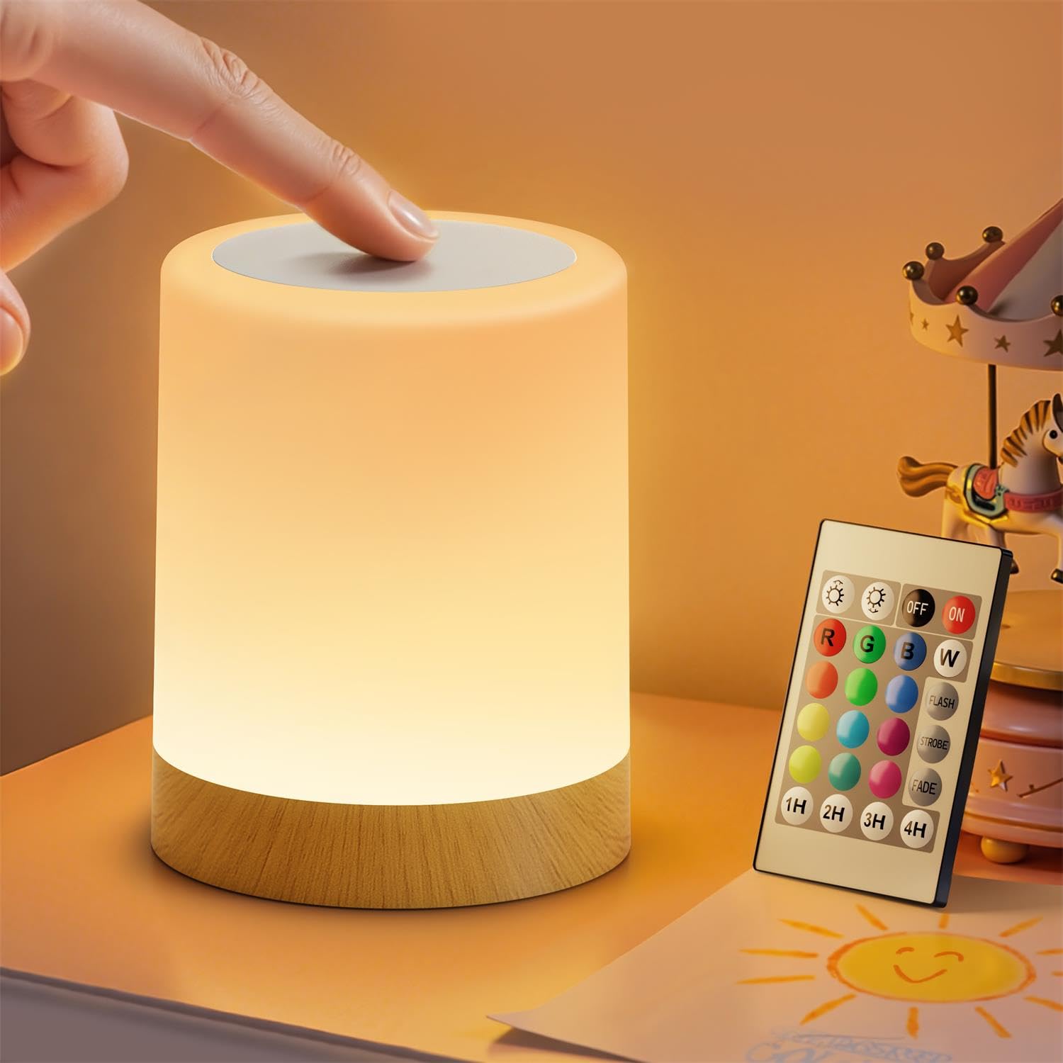 Auxmir Lampada Comodino LED luce notturna marrone ricaricabile