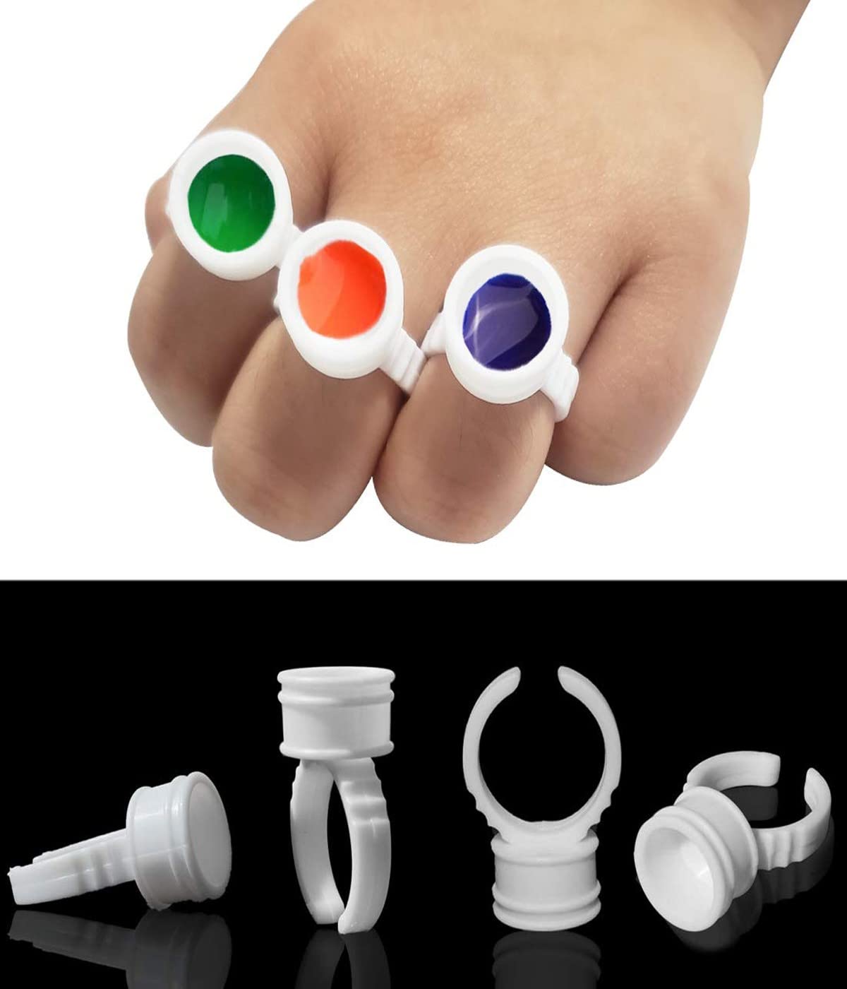 SJBAUTYO Anelli Inchiostro Tatuaggio 100 Pezzi Bianchi Silicone