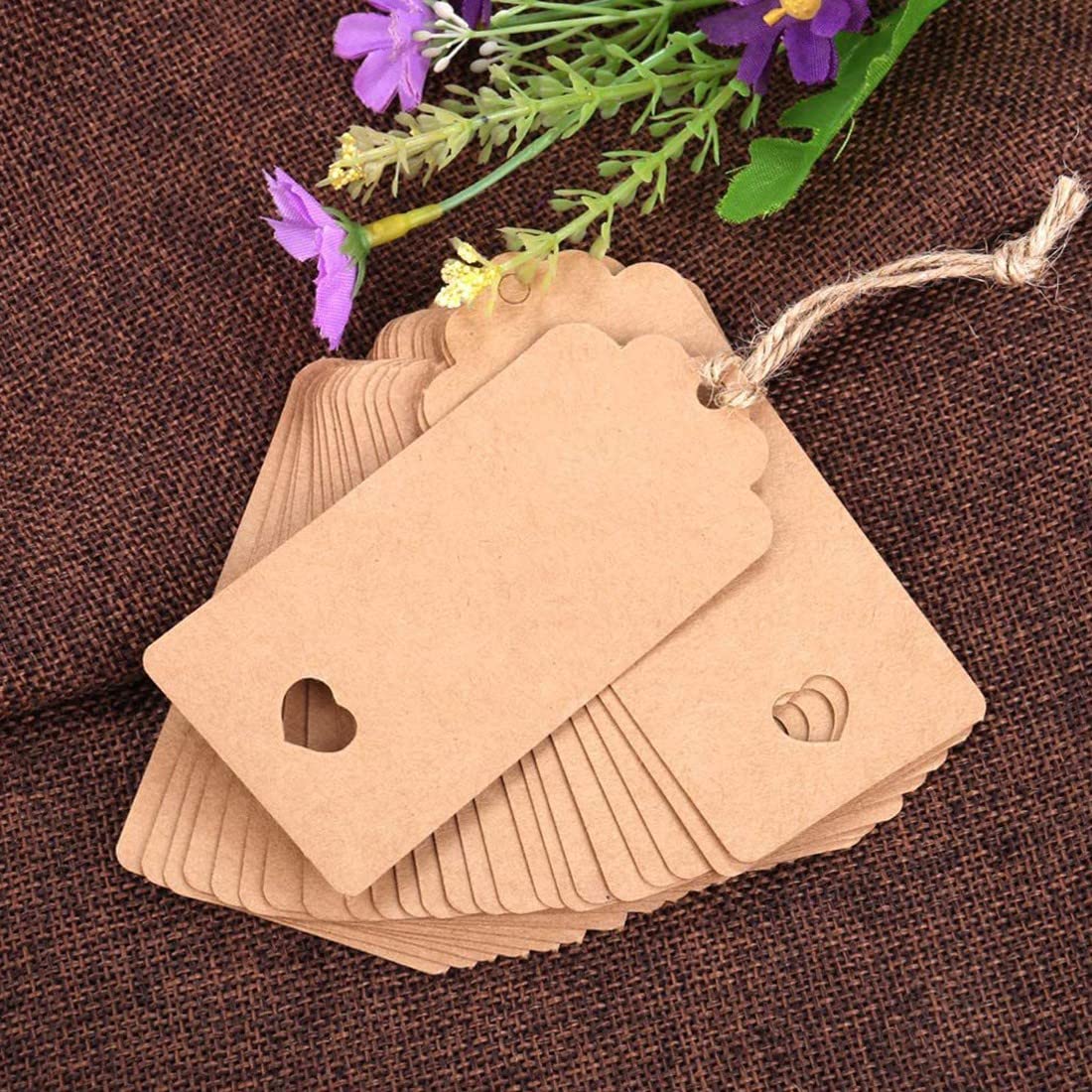 SJBAUTYO Etichette Regalo Kraft 9x4 cm 100 Pezzi con Spago