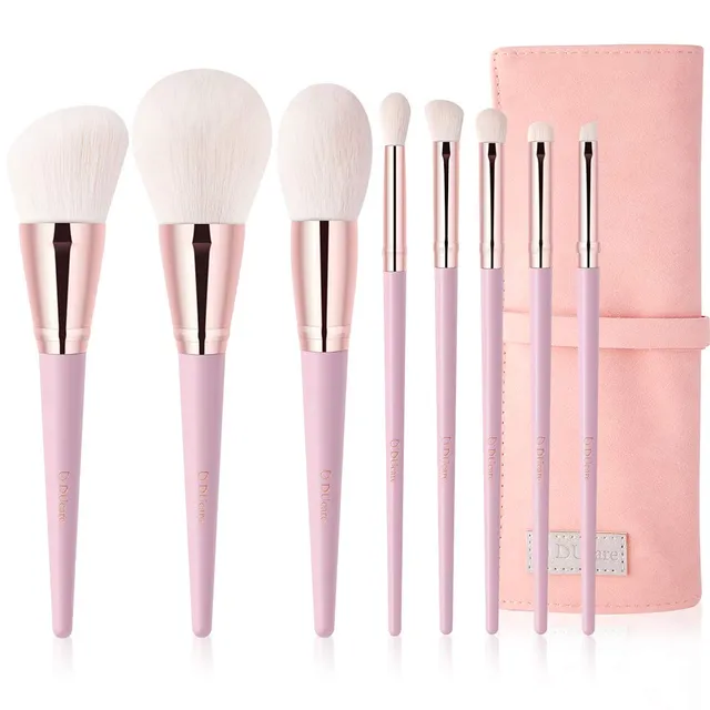 DUcare Set 8 Pennelli Trucco Rosa Vegano con Astuccio