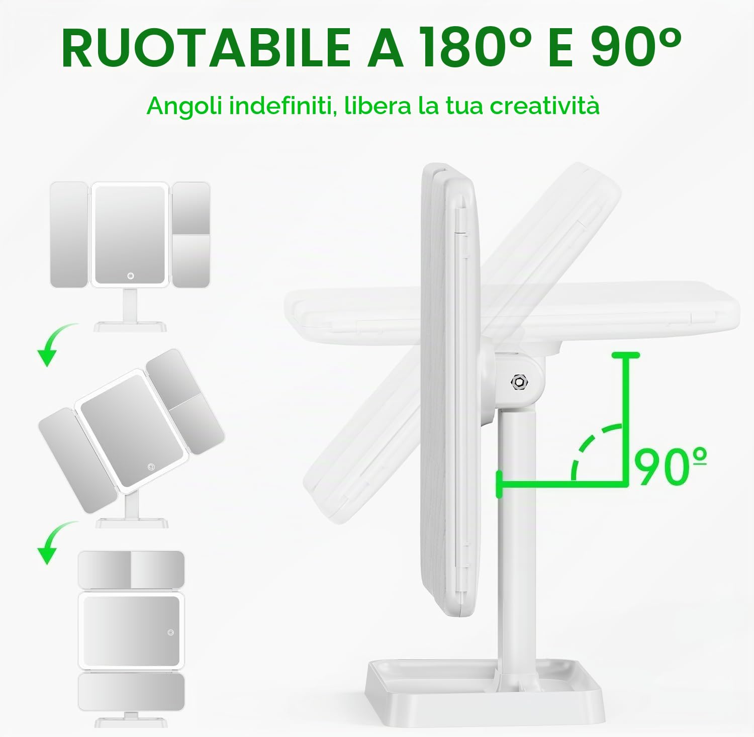 Auxmir Specchio Trucco 52 LED 1X/2X/3X Ricaricabile USB-C