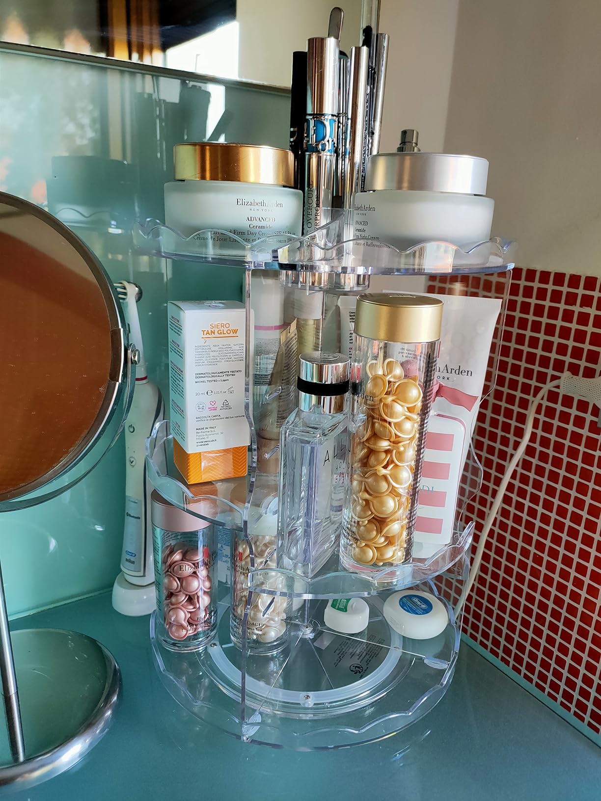 Auxmir Organizer Trucco rotante 360° trasparente