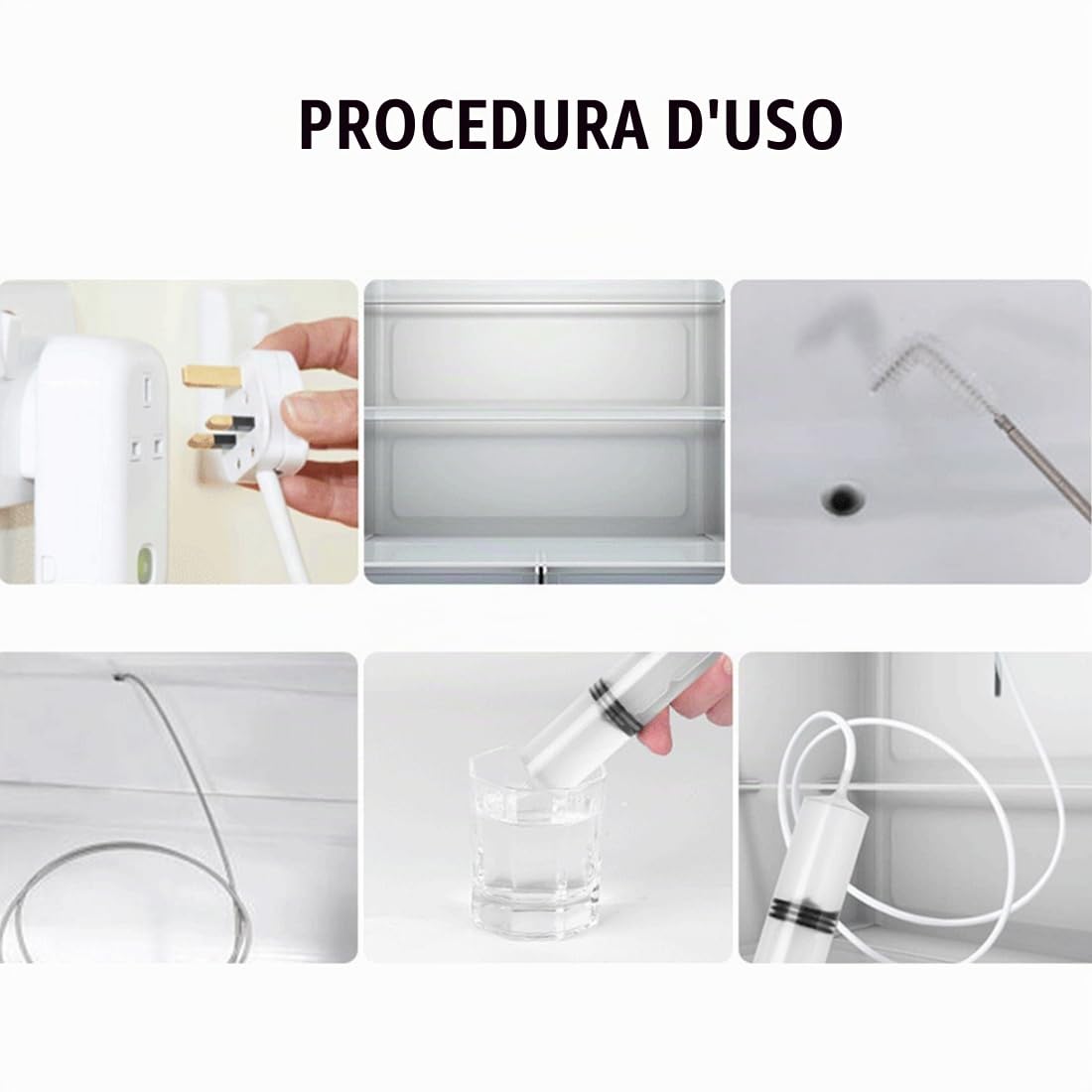 SJBAUTYO Kit Pulizia Frigorifero 6 Pezzi Spazzola 1,5 m Nylon