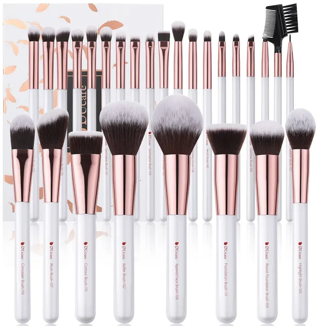 DUcare Set Pennelli Trucco Bianco 27 Pezzi Sintetici