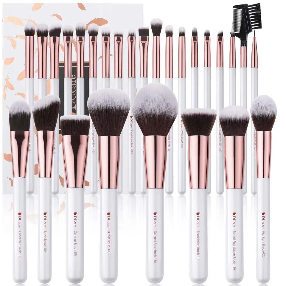 DUcare Set Pennelli Trucco Bianco 27 Pezzi Sintetici
