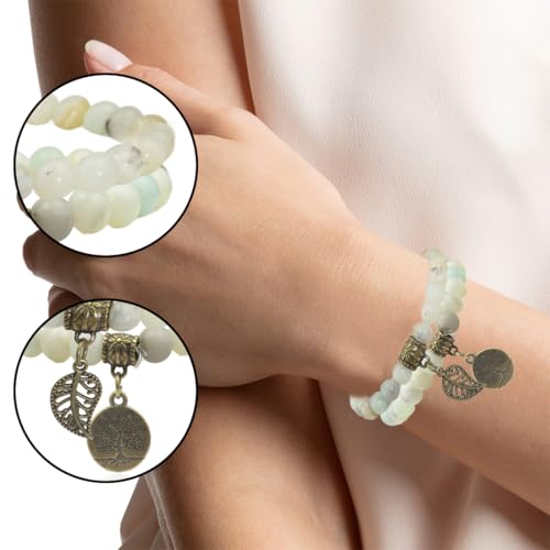 SJBAUTYO Set 2 Bracciali Chakra Pietra Lavica