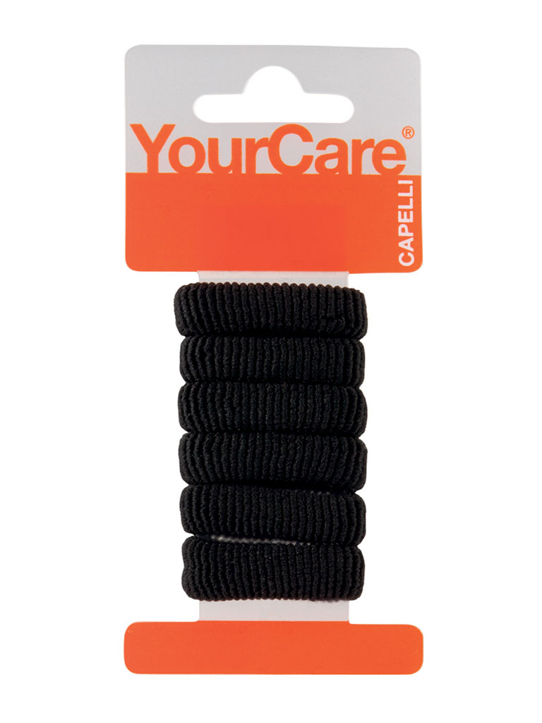 YourCare Spugna Medium elastici capelli neri 6 pezzi