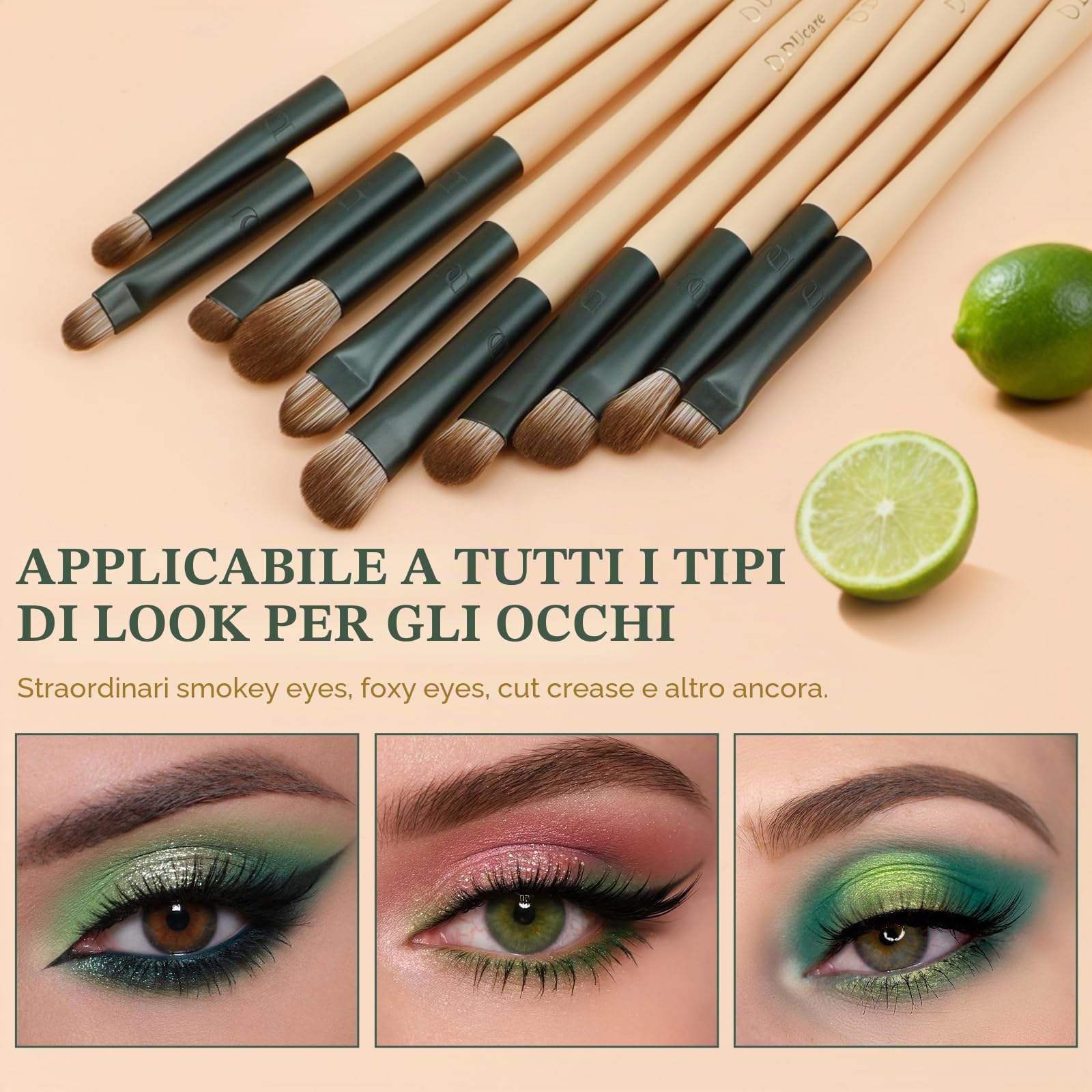 Ducare Lime Series Set Pennelli Trucco 14 Pezzi +3 Spugne