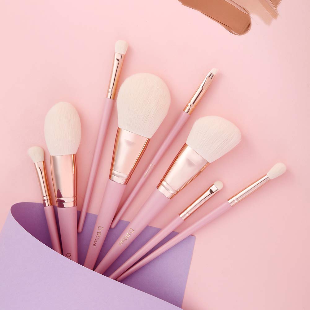 DUcare Set 8 Pennelli Trucco Rosa Vegano con Astuccio