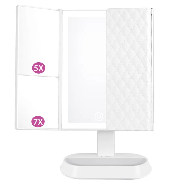 Auxmir Specchio Trucco con Luci 60 LED 1X 5X 7X Pieghevole