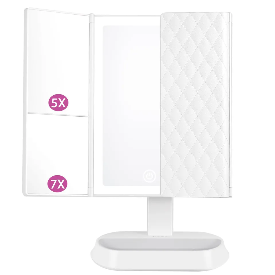 Auxmir Specchio Trucco con Luci 60 LED 1X 5X 7X Pieghevole
