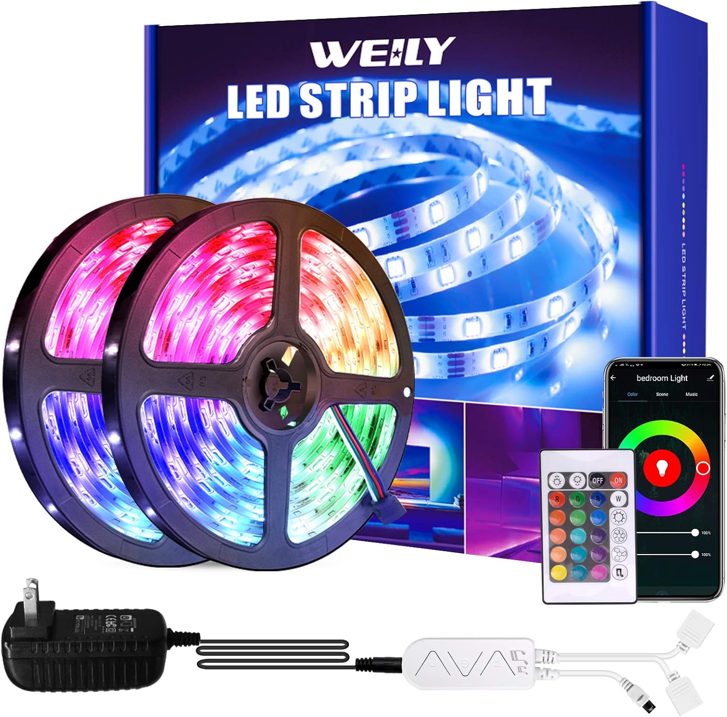 Weily Striscia LED WiFi RGB 15m musicale con app e voce 5050