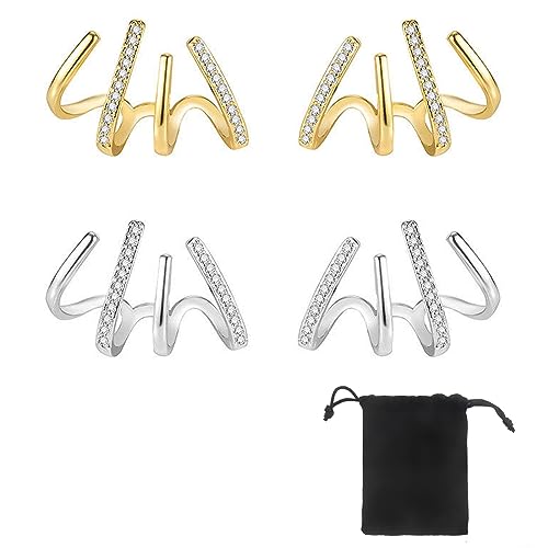 SJBAUTYO Orecchini Cristallo Argento 925 2 Paia Zirconi