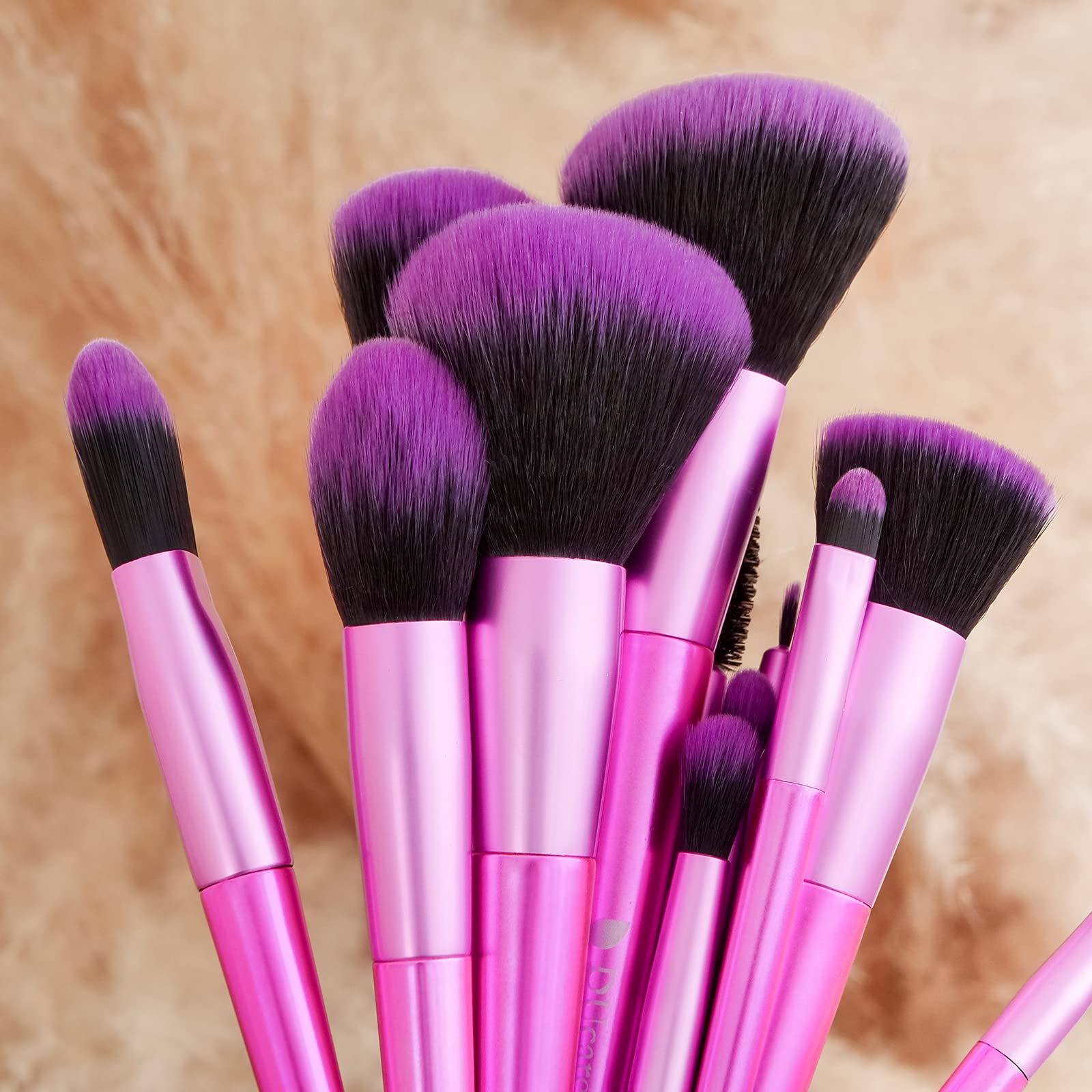 DUcare Set 15 Pennelli Trucco Rosa Fibra Sintetica