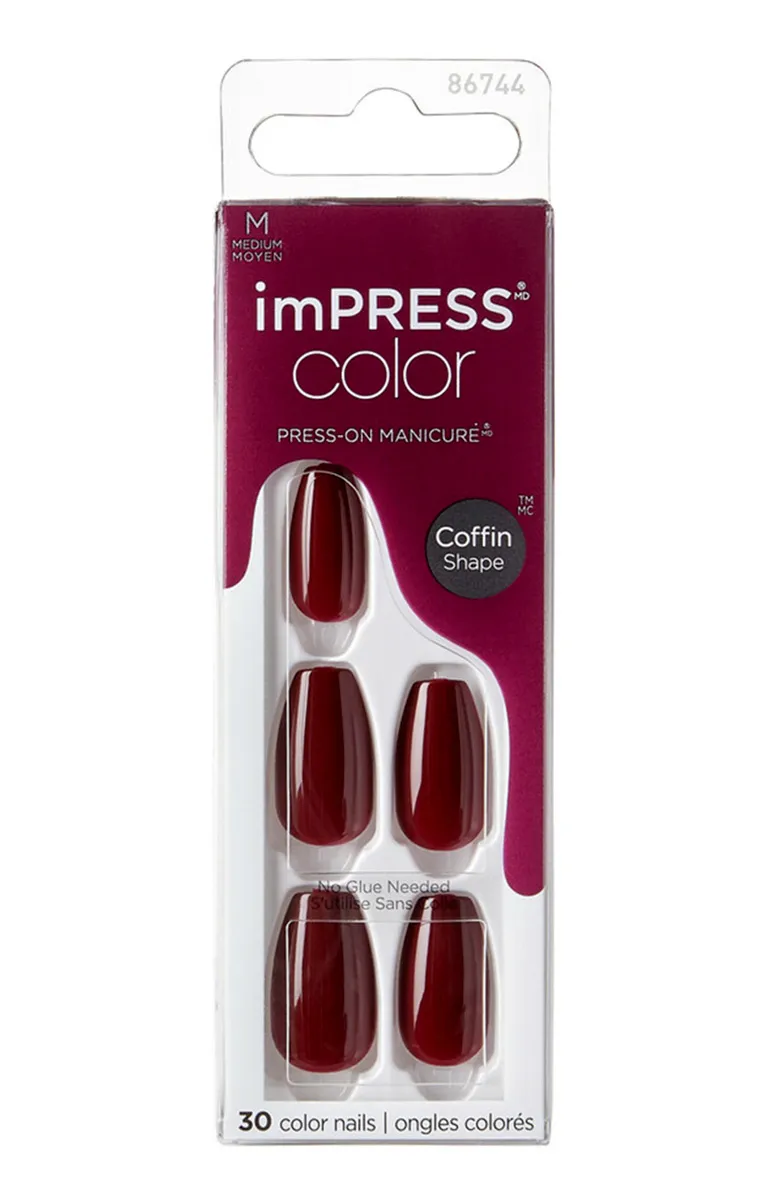 KISS imPRESS Color Winery in NYC unghie finte coffin 30 pezzi