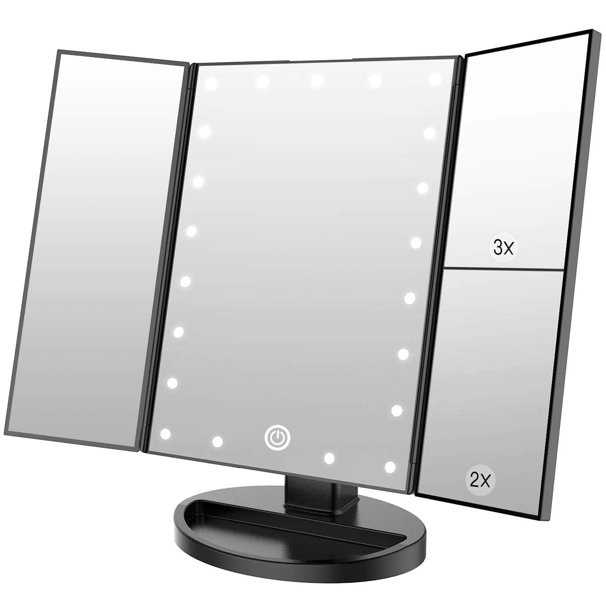 WEILY Specchio Trucco Pieghevole con 21 LED 1X 2X 3X Bianco