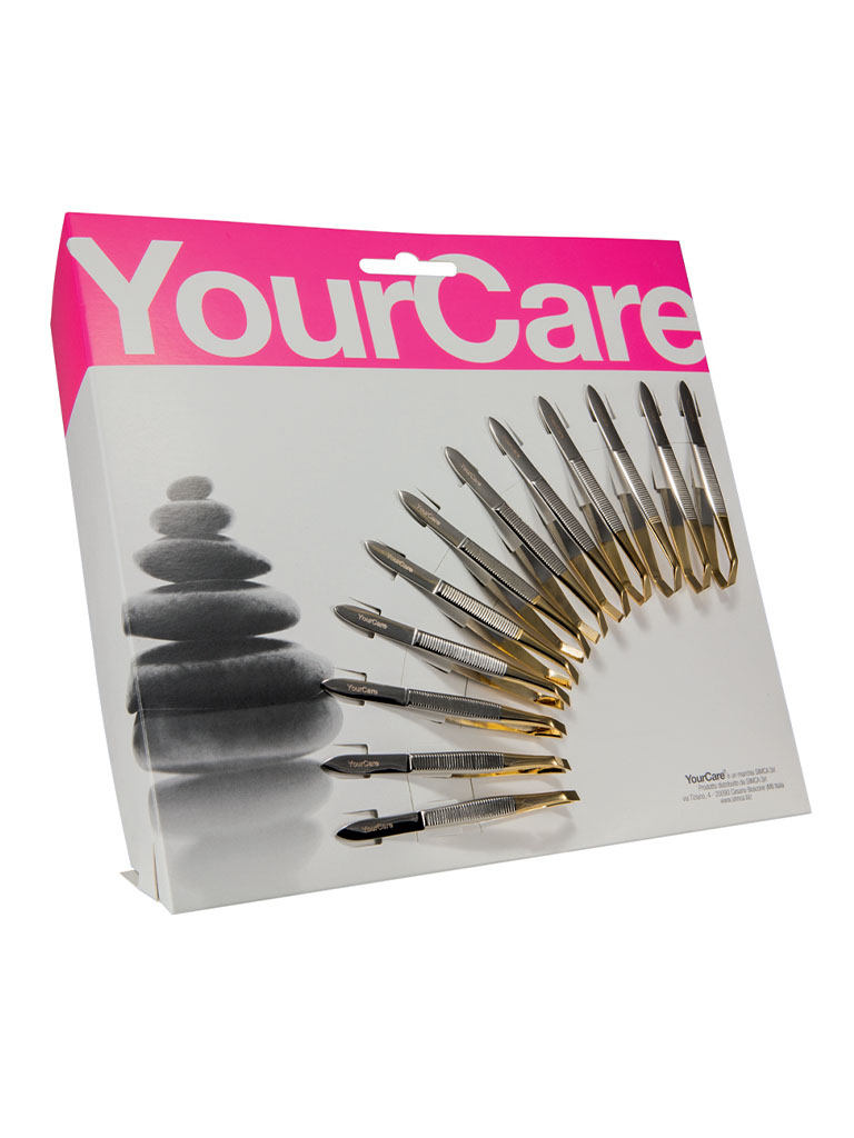 YourCare 275 MD pinzetta punta retta oro display 12 pezzi