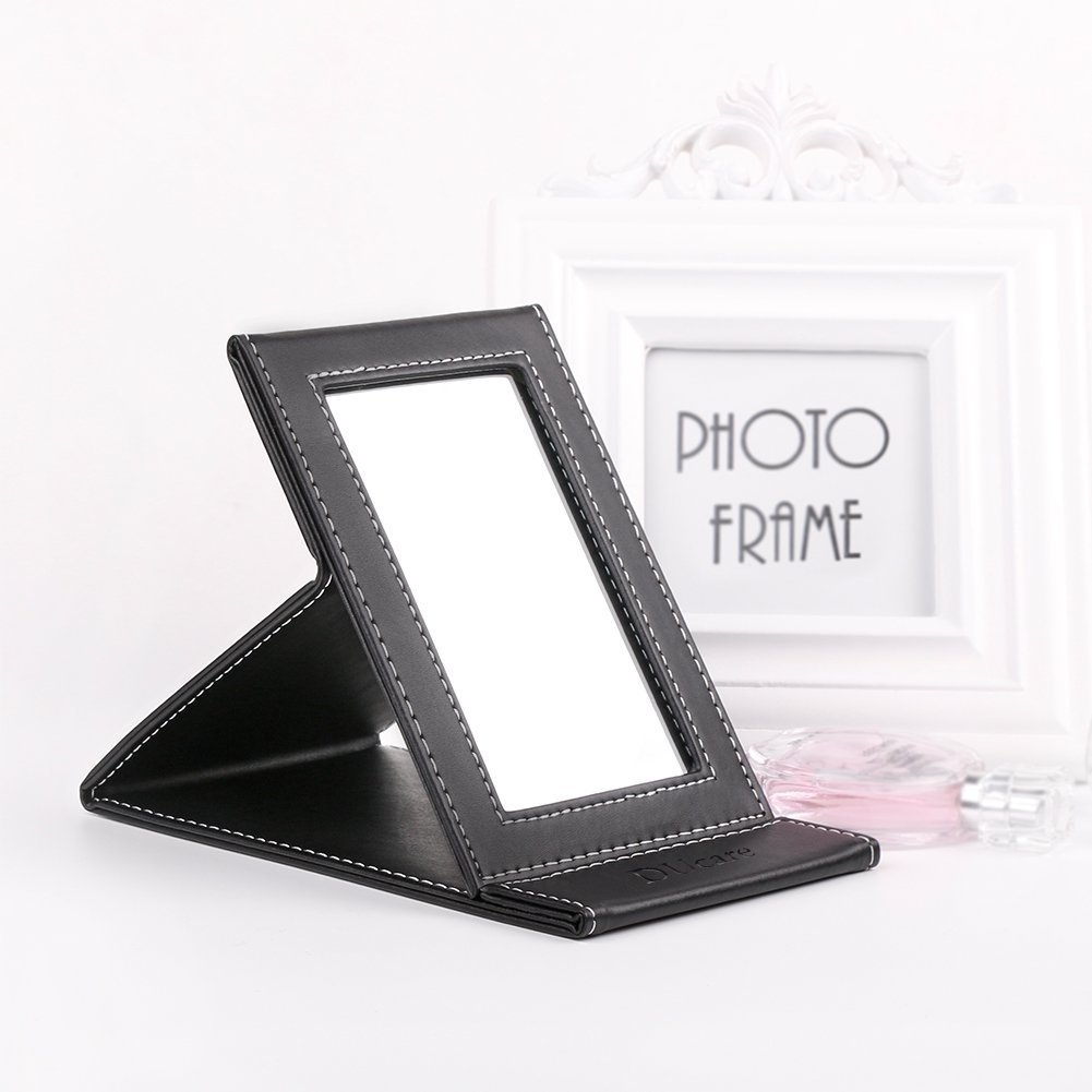 DUcare Specchio Trucco Pieghevole S Nero Pelle PU