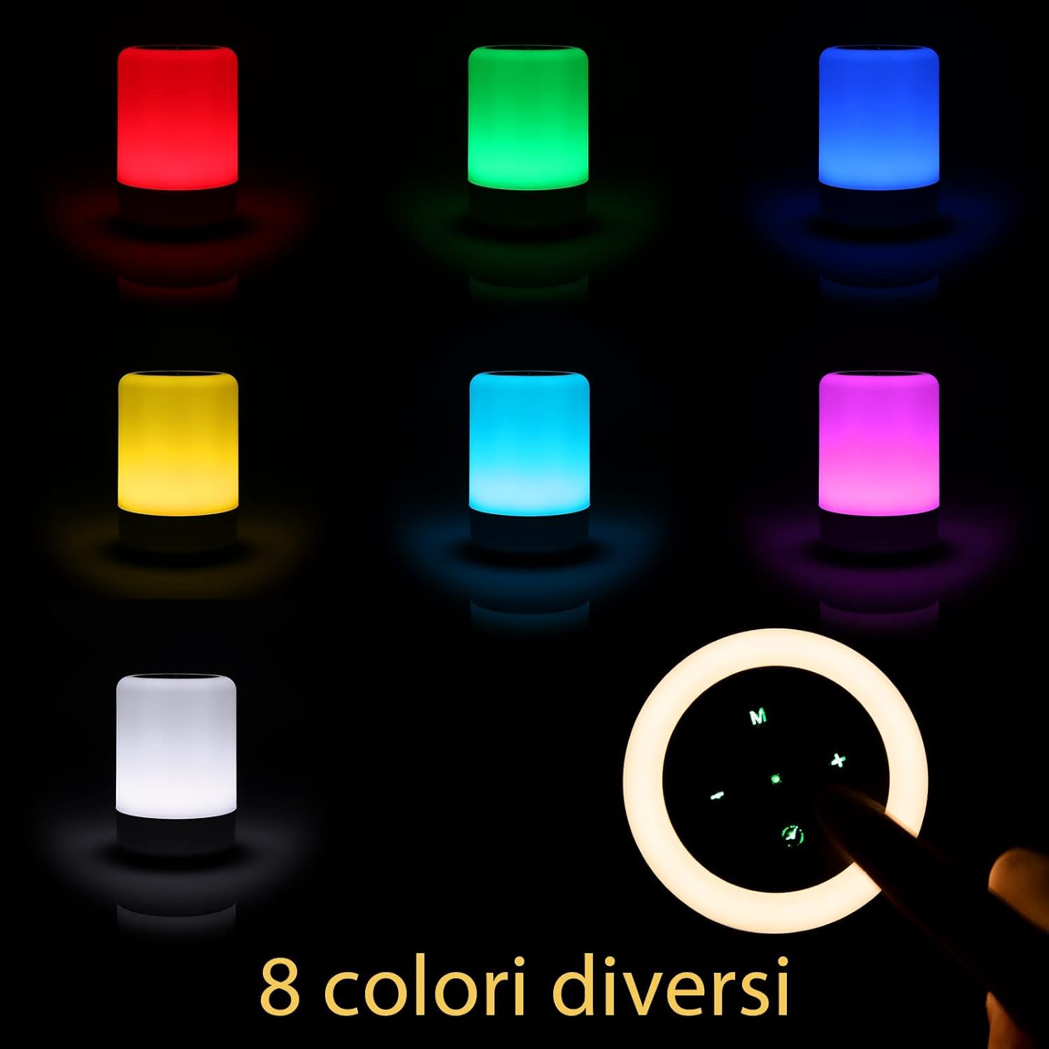 Auxmir Lampada comodino LED 8 colori touch