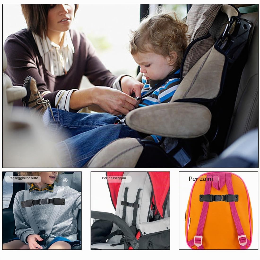 SJBAUTYO Fibbia Sicurezza Seggiolino Auto 2 Pezzi Anti-Fuga