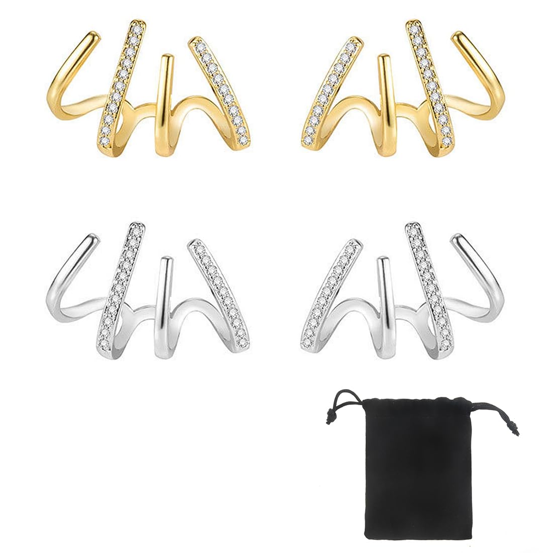 SJBAUTYO Orecchini Cristallo Argento 925 2 Paia Zirconi
