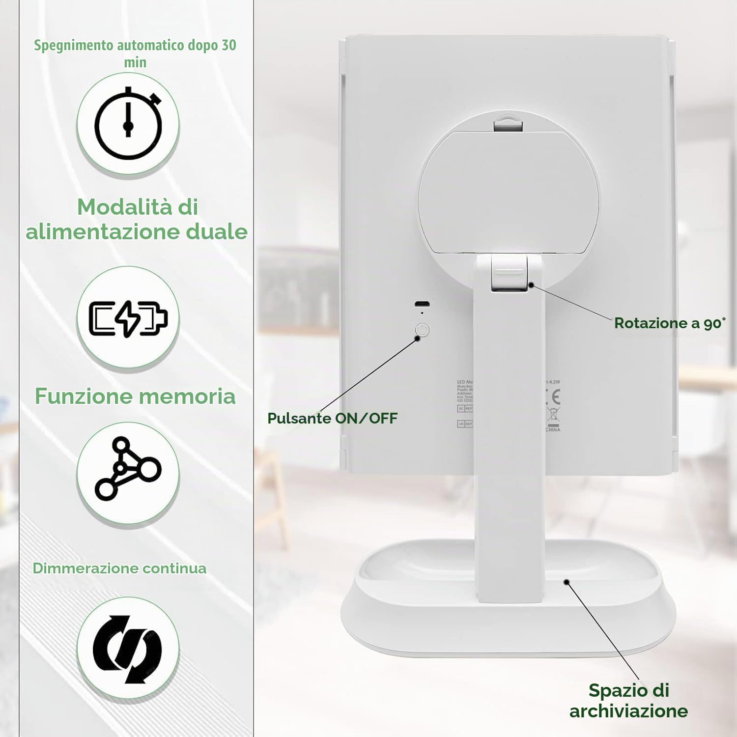 Auxmir Specchio Trucco con Luci 60 LED 1X 5X 7X Pieghevole