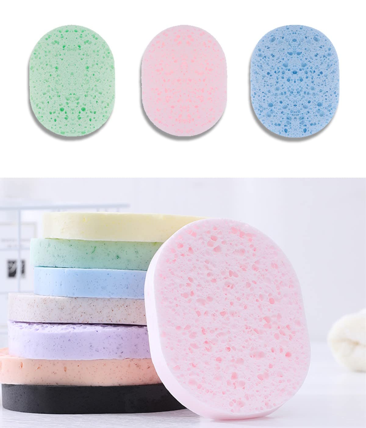 SJBAUTYO Spugne Viso Cellulosa 3 Pezzi Riutilizzabili