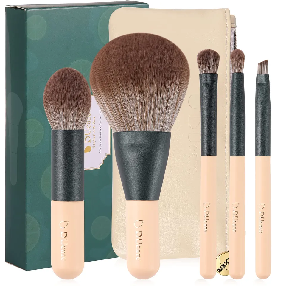 Ducare set pennelli trucco viaggio 5 pezzi mini con borsa