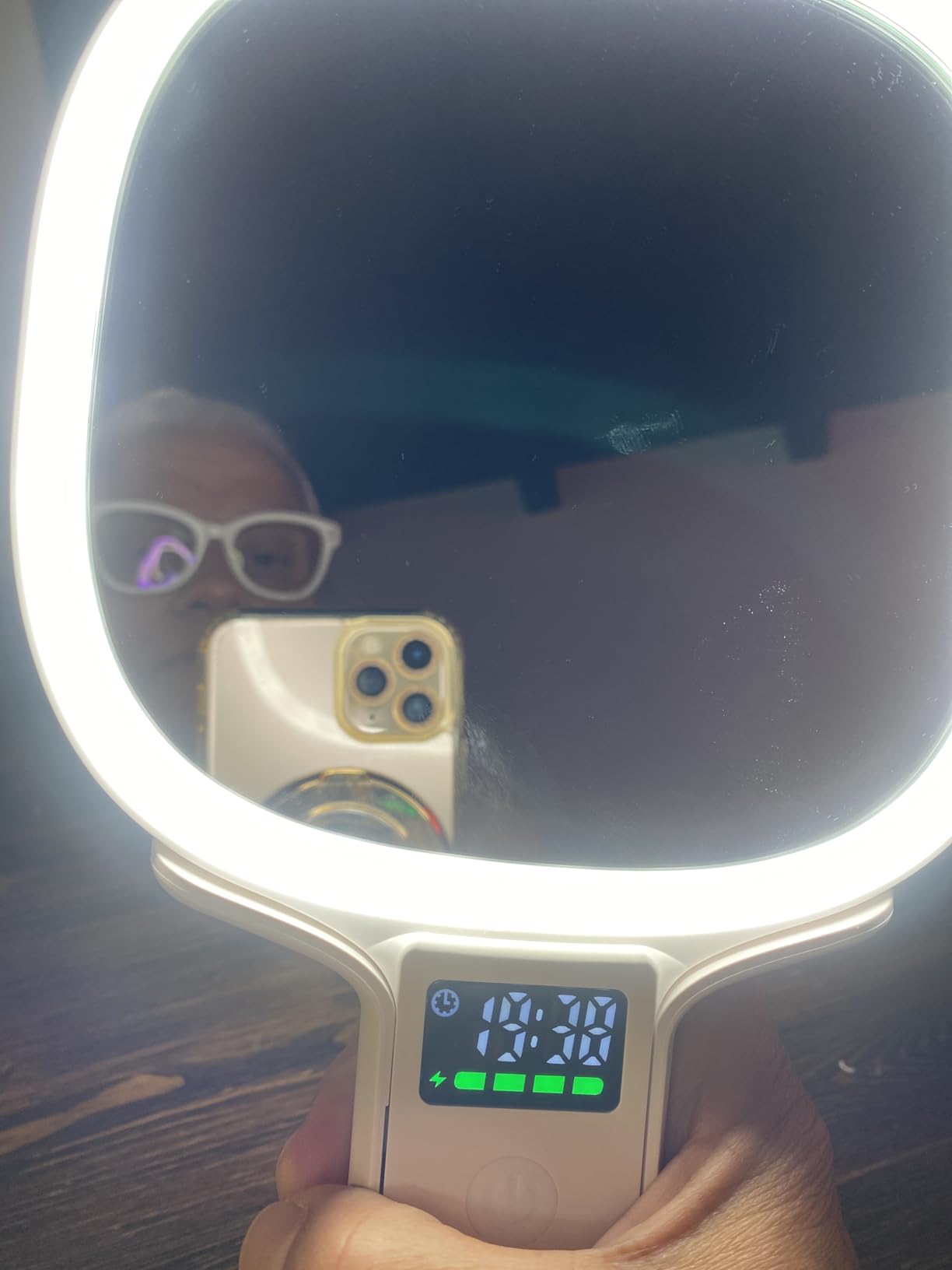 Auxmir Specchio Trucco LED 30X/1X Oro Rosa Ricaricabile