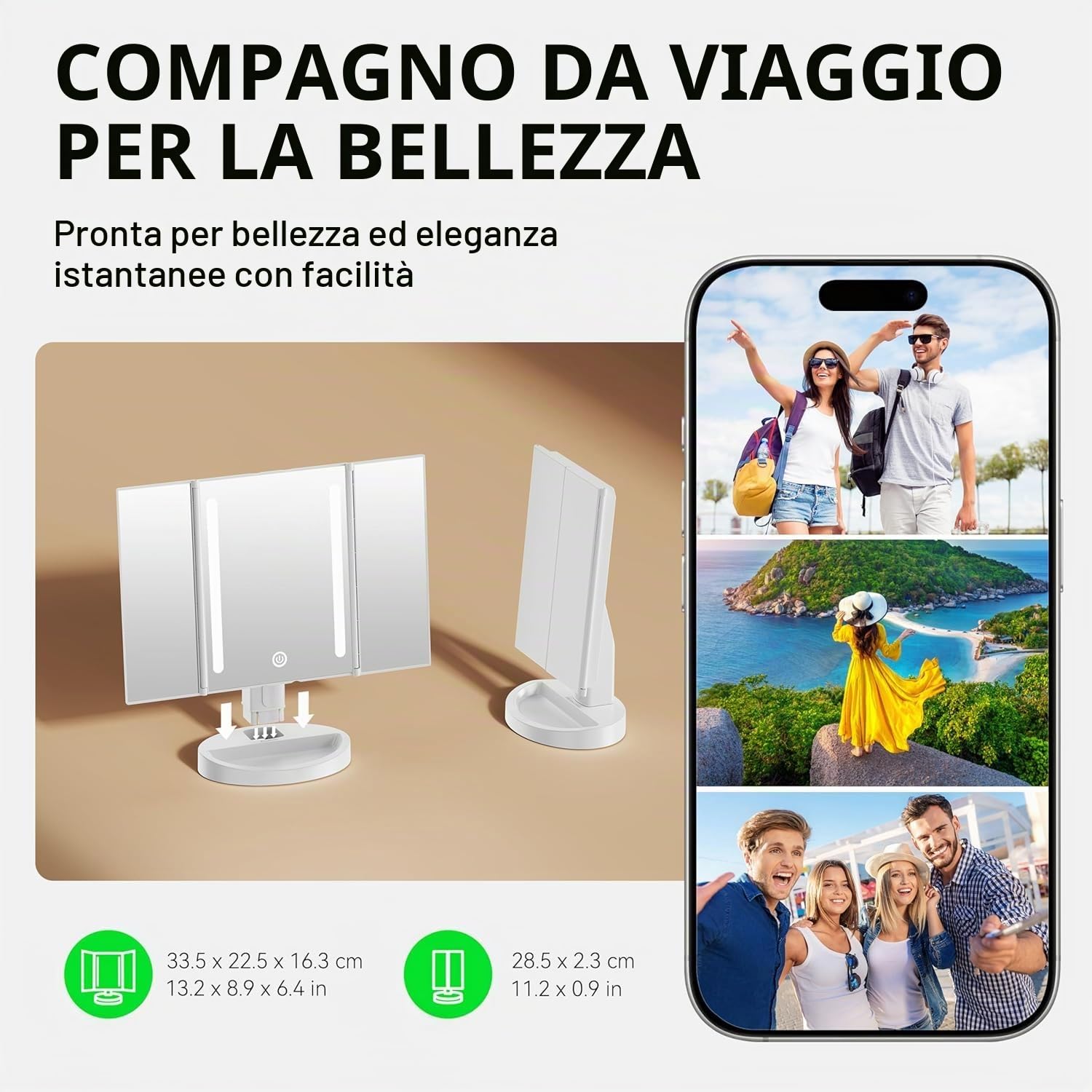 Auxmir Specchio Trucco con Luci Ricaricabile 3 Colori