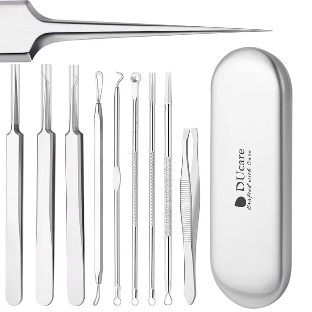 DUcare Kit Punti Neri 9 pezzi estrattore comedoni acciaio inox