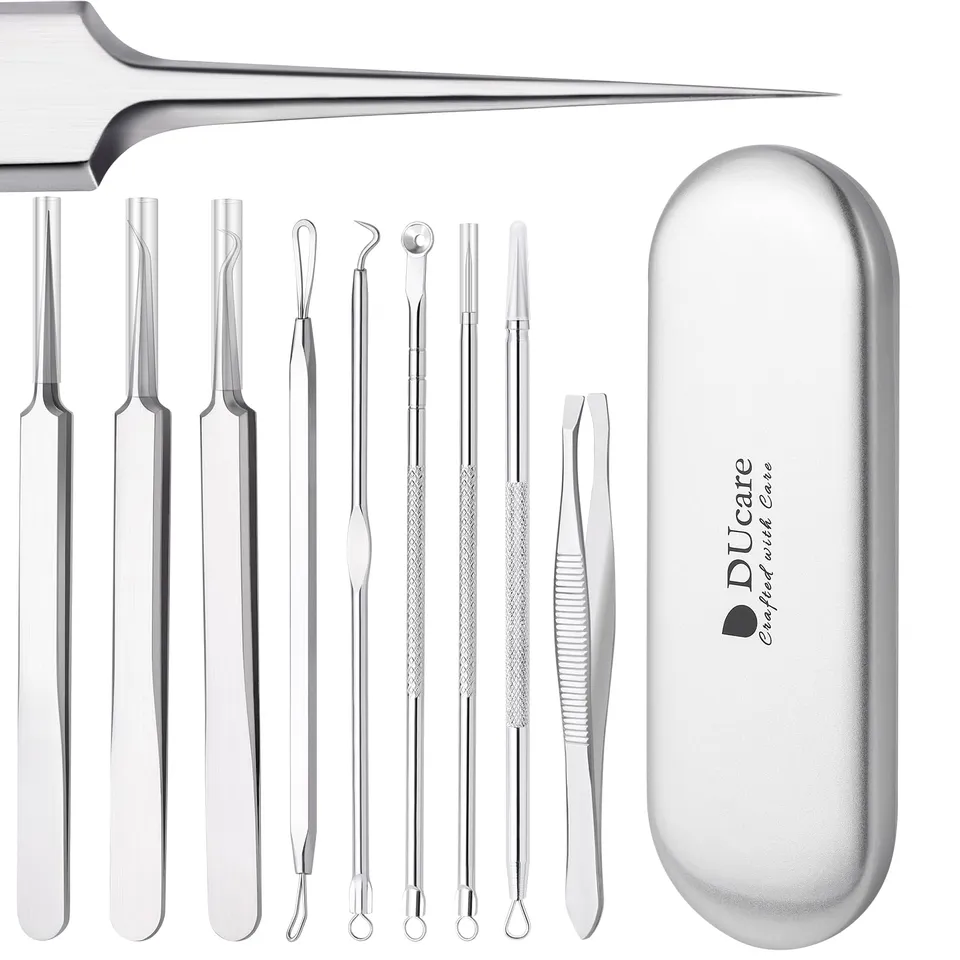 DUcare Kit Punti Neri 9 pezzi estrattore comedoni acciaio inox