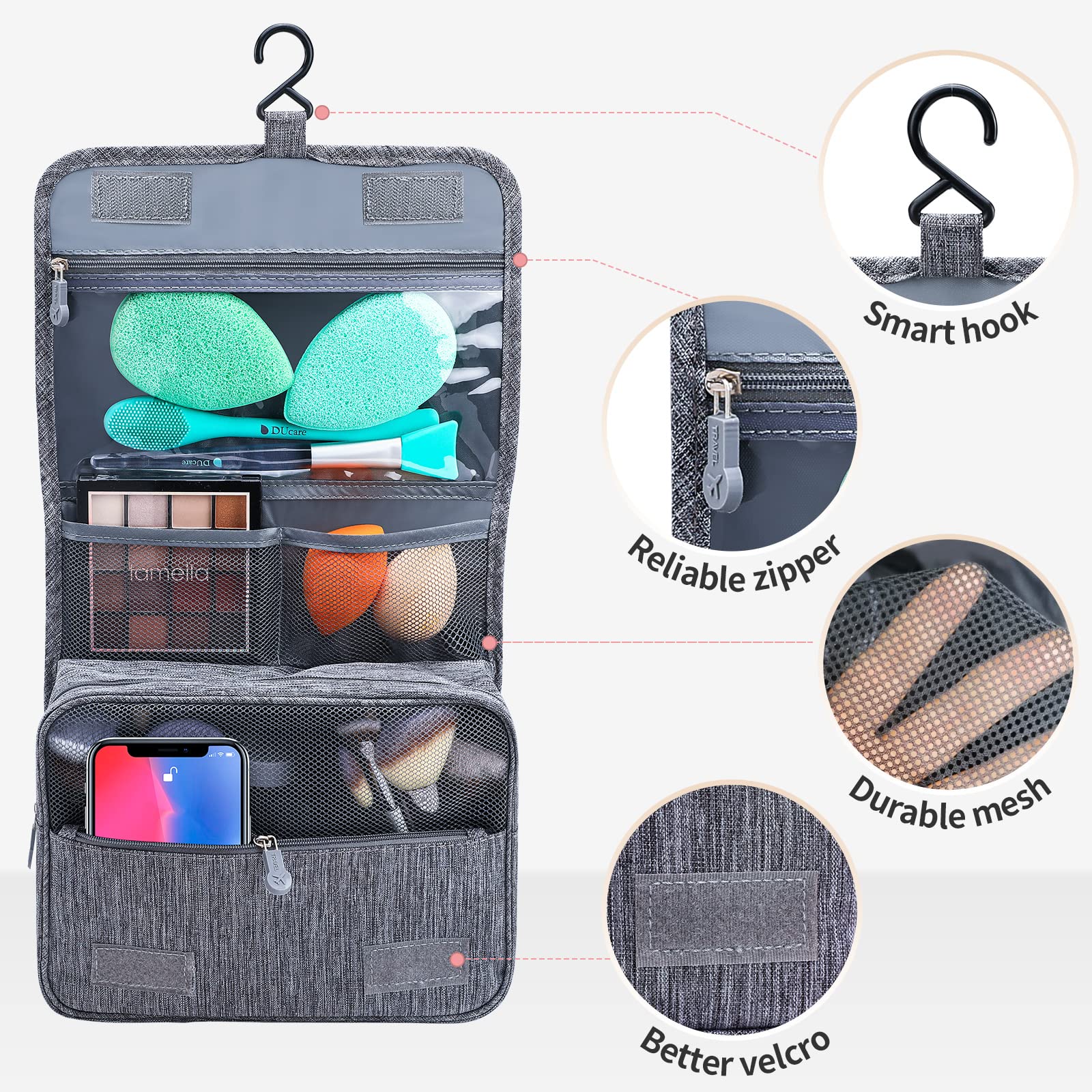 DUcare Borsa Cosmetica Viaggio Grigia Beauty Case