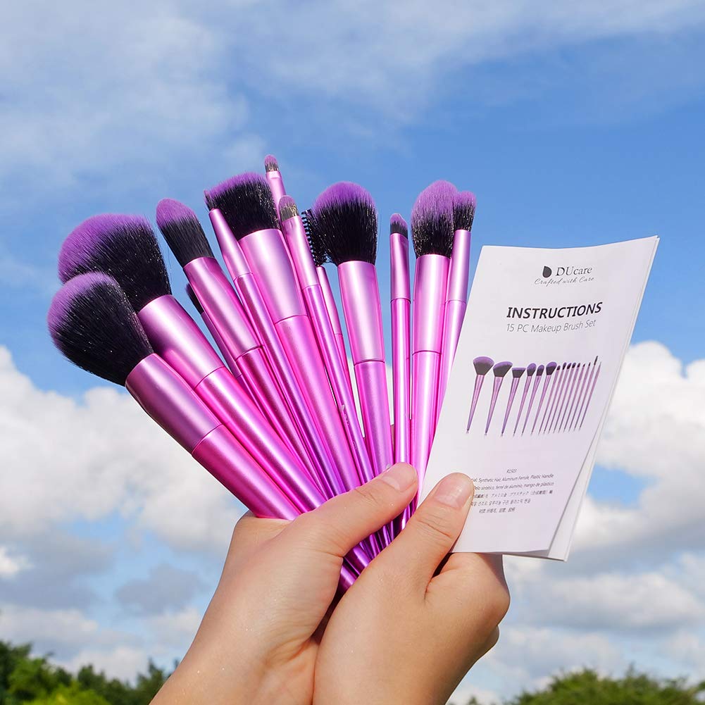 DUcare Set 15 Pennelli Trucco Rosa Fibra Sintetica