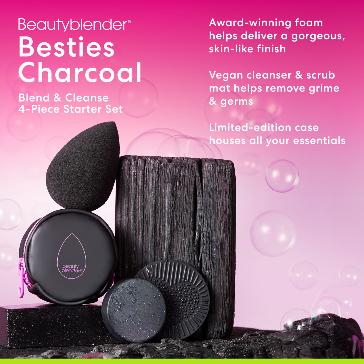 Beautyblender Besties Charcoal Blend Cleanse set 4 pezzi nero