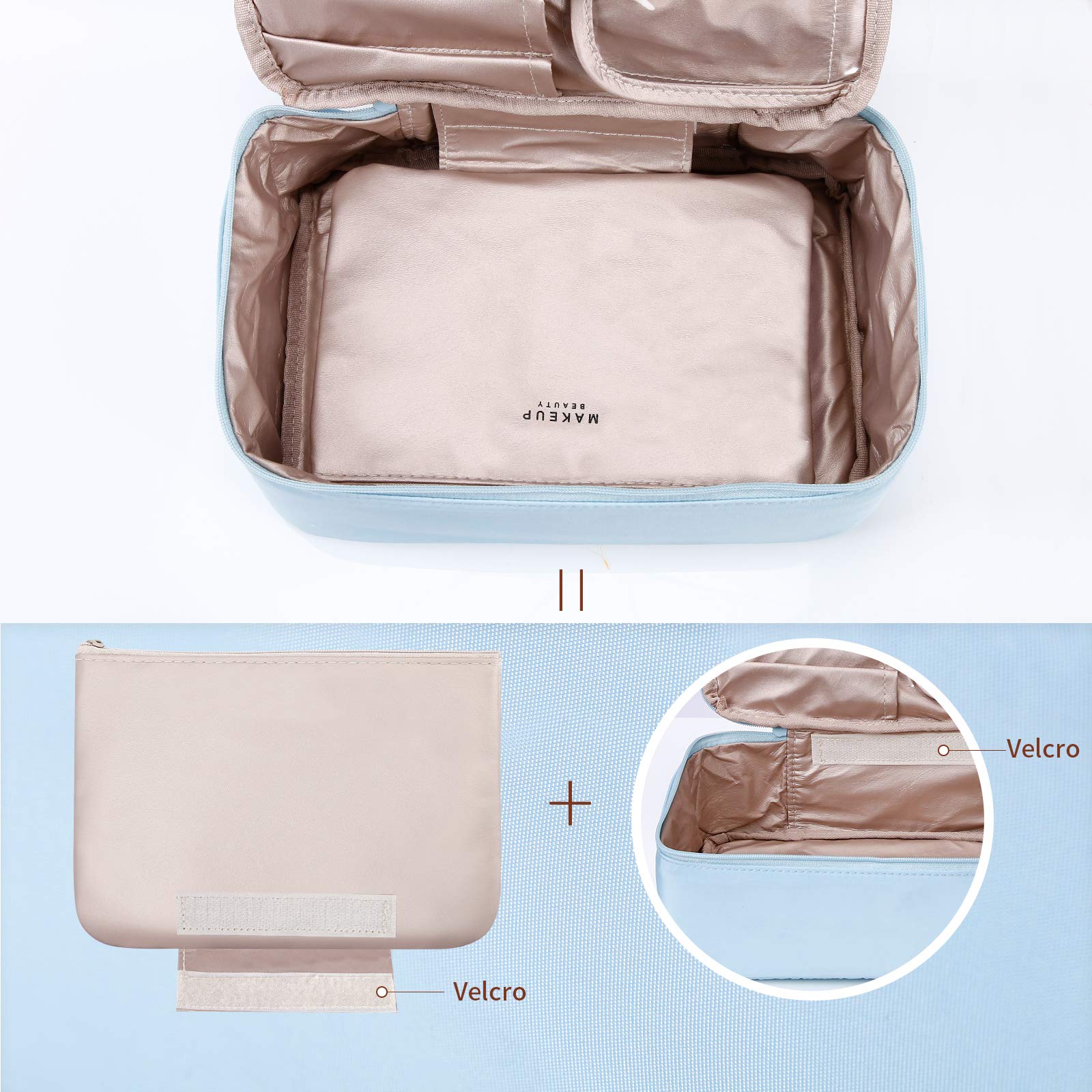 DUcare Borsa Trucco Viaggio Blu con Pochette 23,5 cm