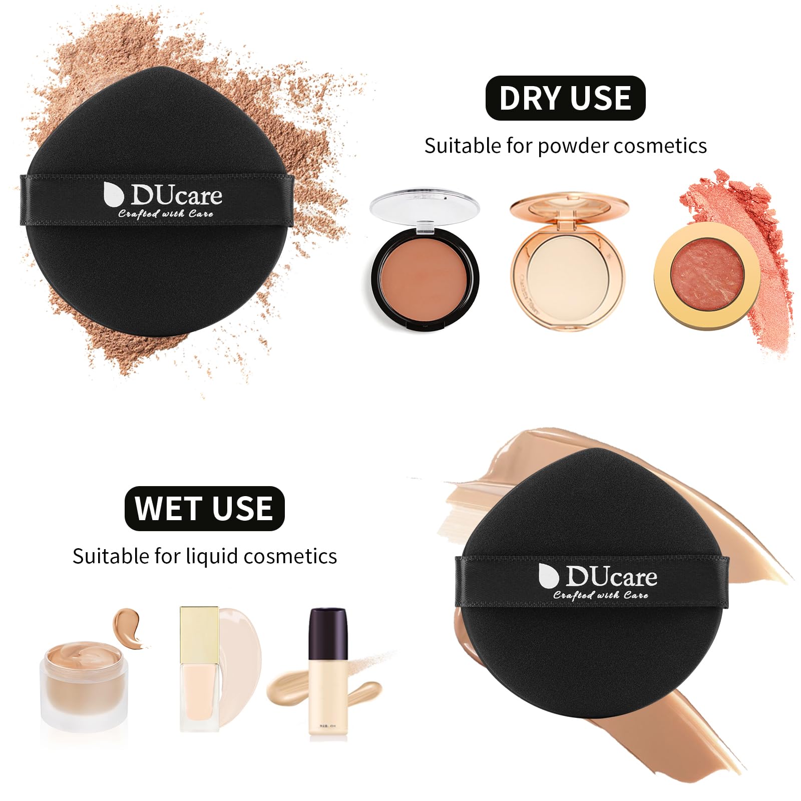 DUcare Set Spugne Trucco 4 Pezzi con Pennello Fondotinta