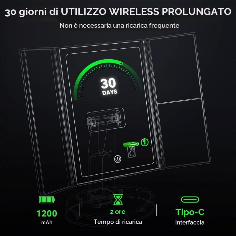 Auxmir Specchio Trucco LED 10X/5X/1X con Base